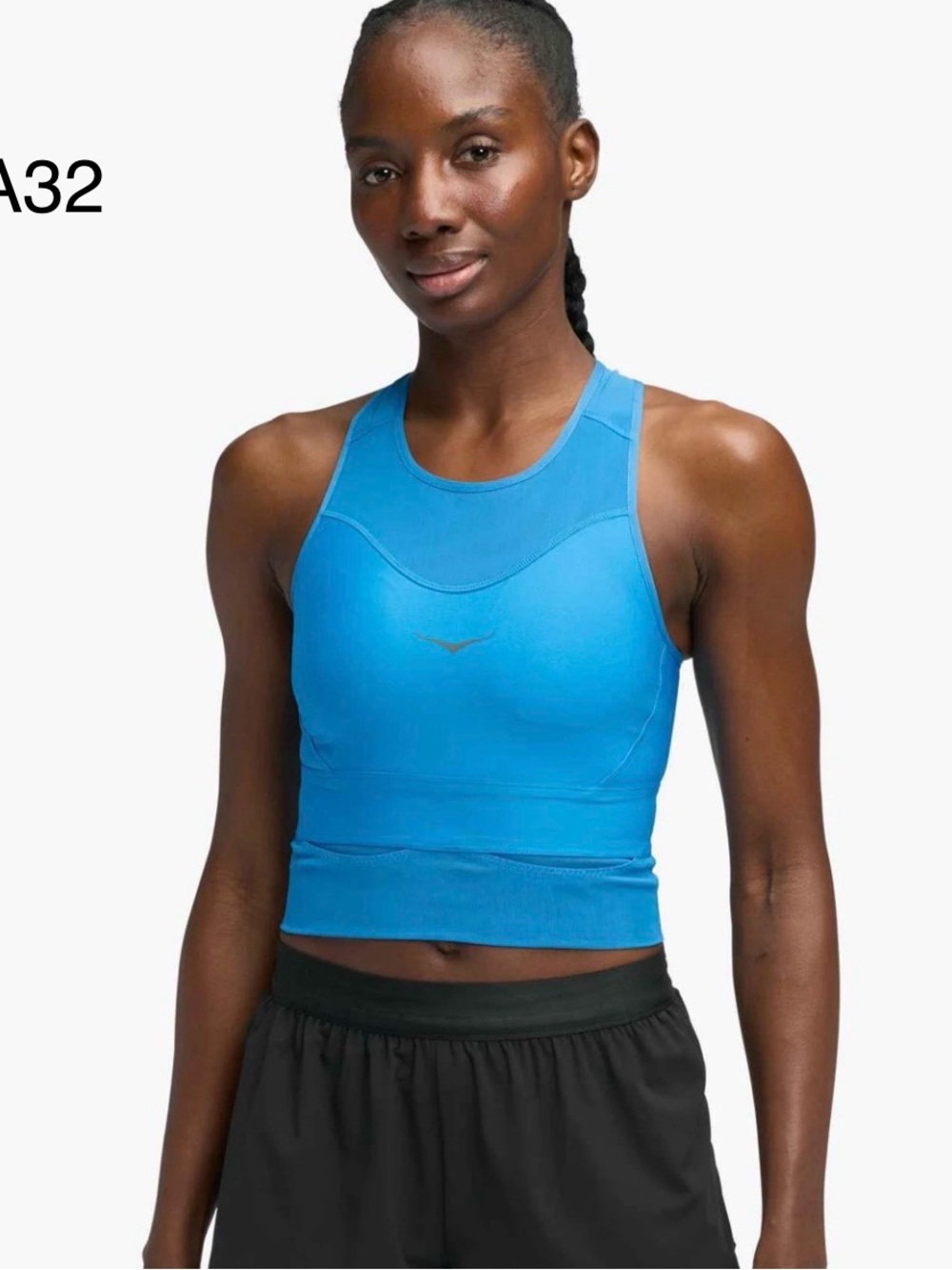 Hoka Women's Bright Blue High-Neck Crop Sports Bra